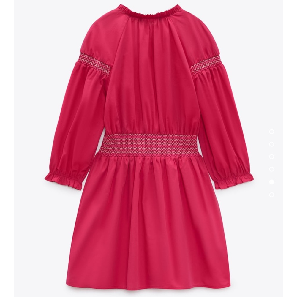 ZARA CONTRASTING ELASTIC DETAIL POPLIN DRESS - Picture 3 of 4